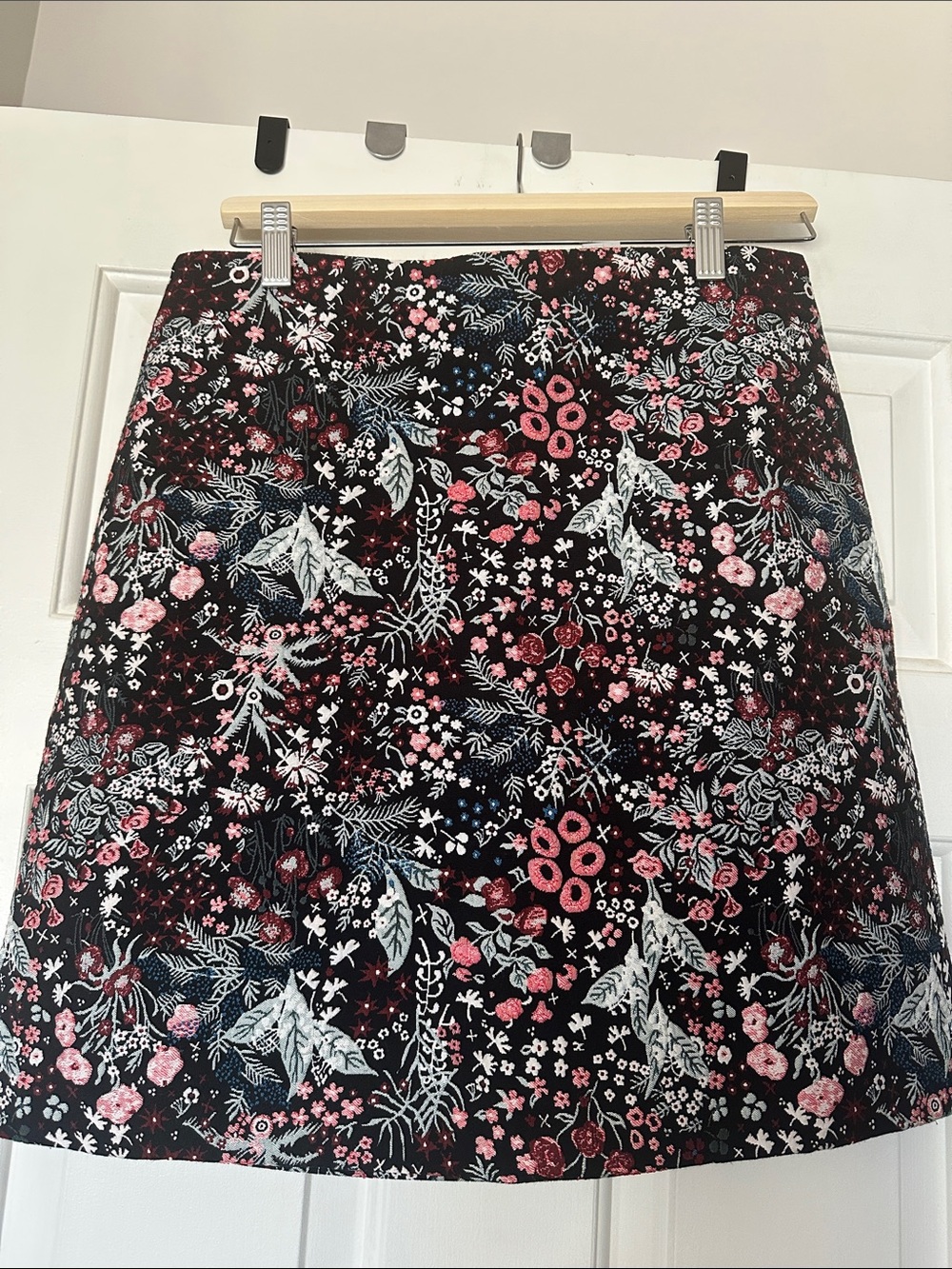 H&M Black A-Line Mini Skirt with Pink & White Floral Print